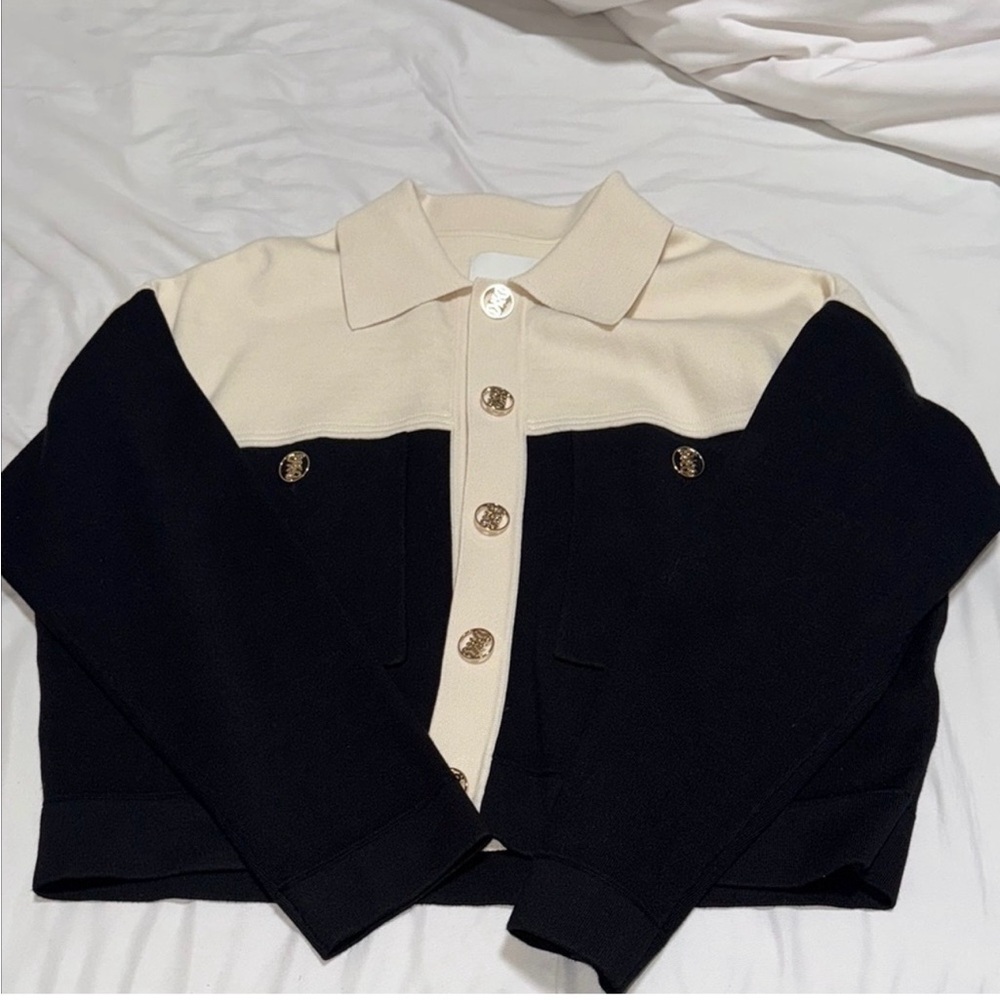 Sandro Cream and Black Jacket